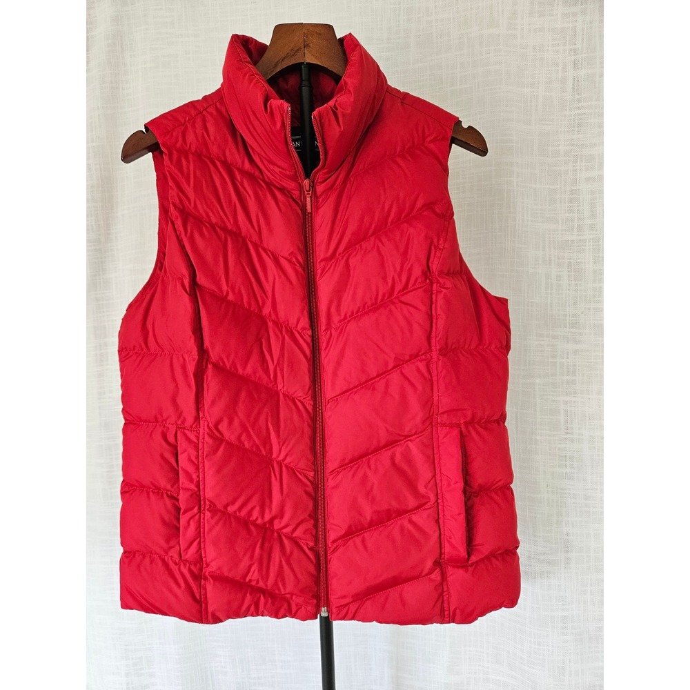 Lands End Down Puffer Vest Women Medium 10-12 Red Layering Hiking Gorpcore